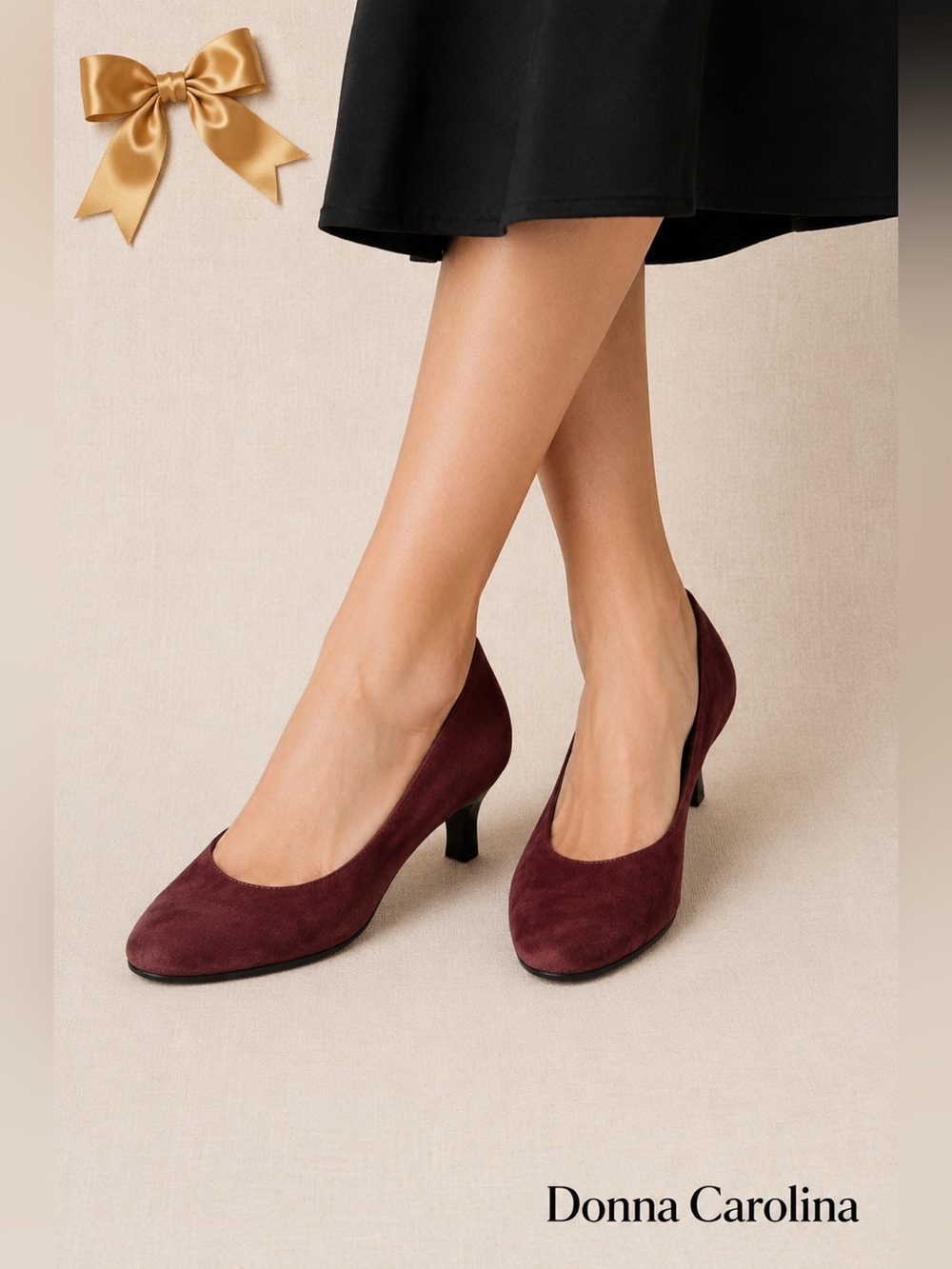 Donna Carolina Burgundy Suede Pumps Made In Italy Size EU41, US10-10.5